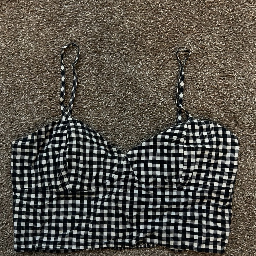 Black and White Checkered Women's Top